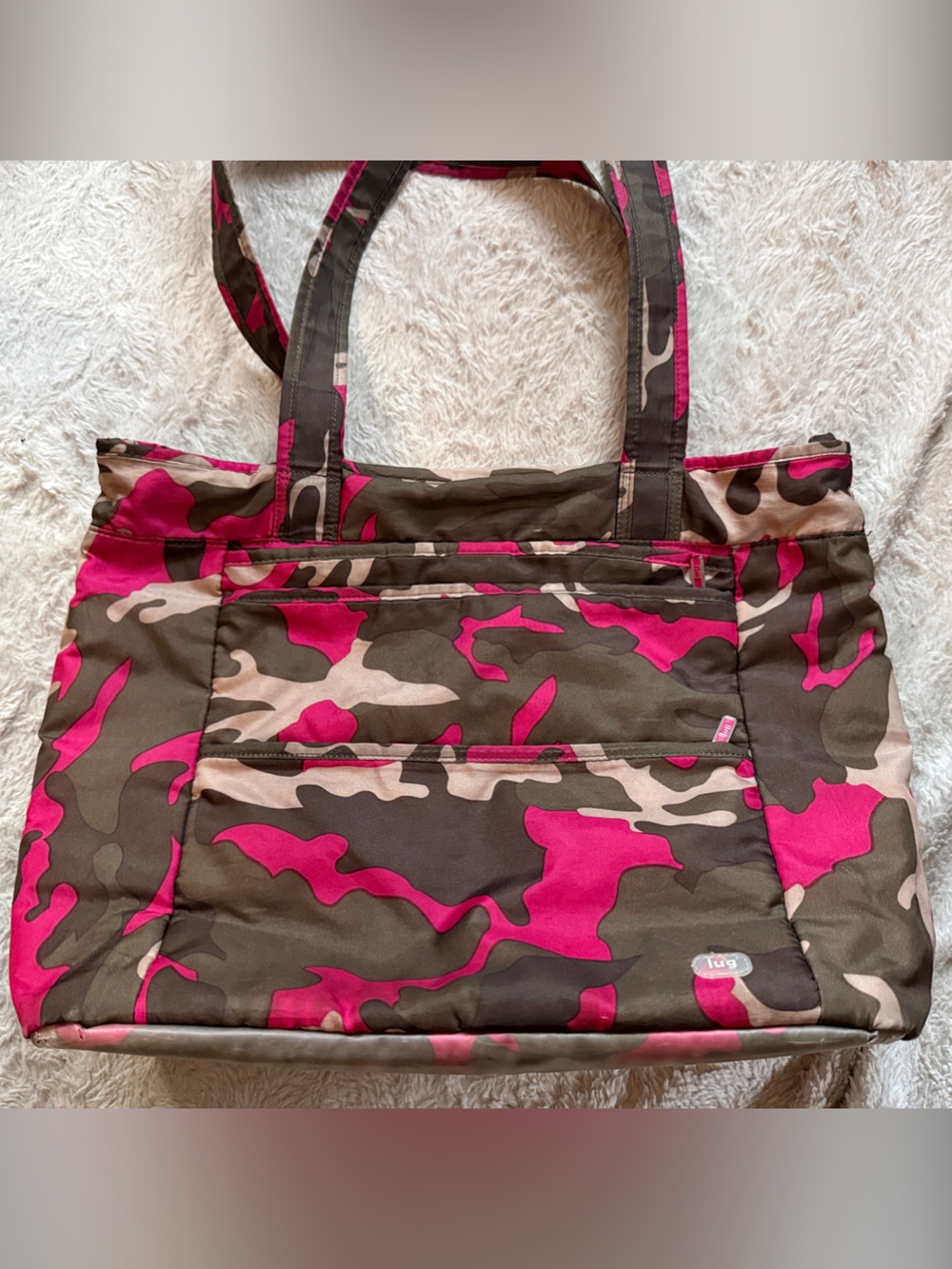 Lugz Pink and Olive Camo Tote Bag